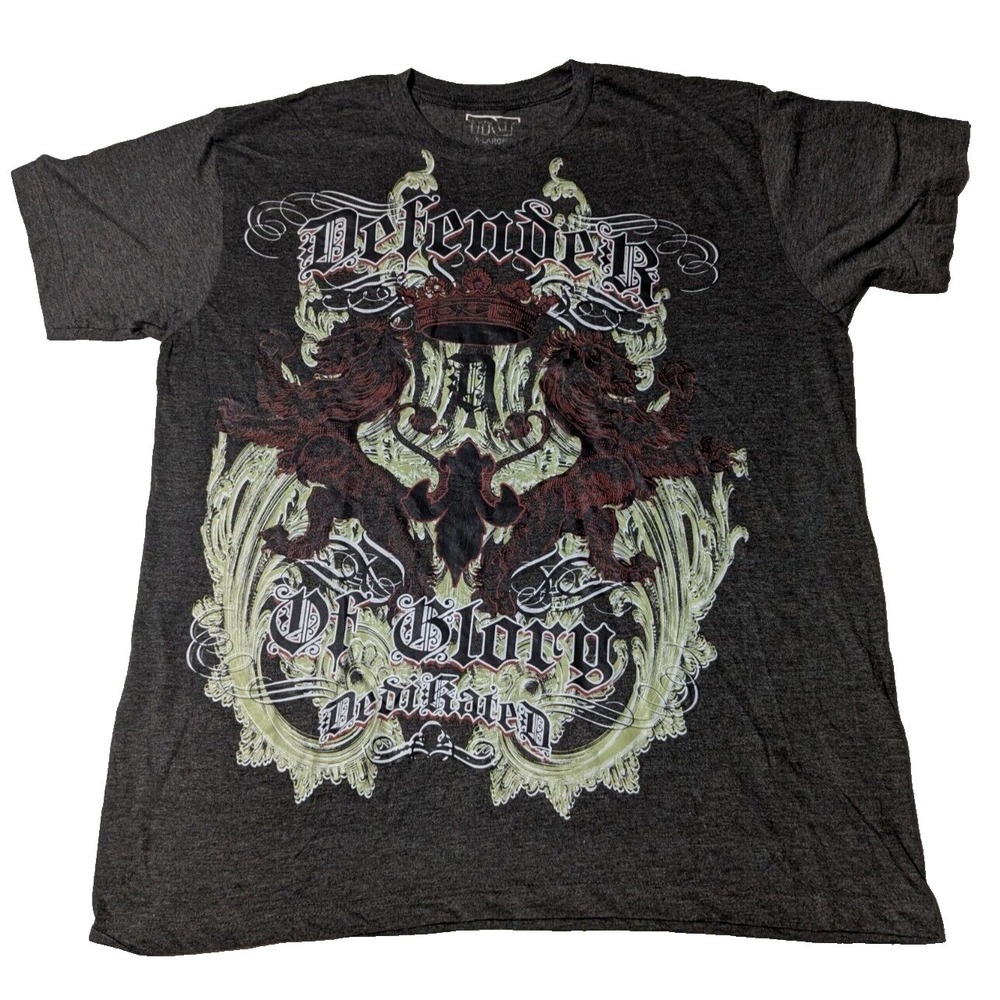 DEFENDER OF GLORY TNT‎ Men Size XL Gray Cotton Blend Graphic Print T-Shirt